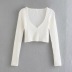 women s V-neck thread slim cropped knit sweater nihaostyles clothing wholesale NSXPF77380