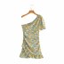 oblique collar short-sleeved lotus leaf print dress nihaostyles clothing wholesale NSXPF77391