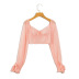 women s lace bow long-sleeved V-neck crop shirt nihaostyles clothing wholesale NSXPF77407