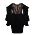 women s lace halter double-layer lantern sleeve short dress nihaostyles clothing wholesale NSDMS77428