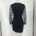 Round Neck Sequins Long-Sleeved Dress NSDMS77431