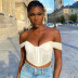 Net Gauze Solid Color Wrapped Chest Crop Top NSDMS77444