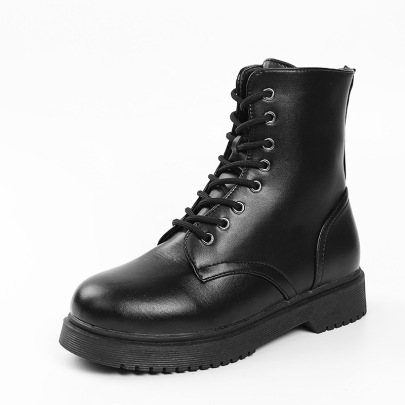 Women's Lace-up Side Zipper PU Leather Motorcycle Boots Nihaostyles Clothing Wholesale NSHYR77510