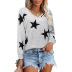 Camiseta de manga larga con cuello en V con estampado de estrellas para mujer, ropa de nihaostyles al por mayor NSLZ77513