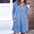 women s pocket button solid color loose long-sleeved dress nihaostyles clothing wholesale NSLZ77516