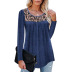 women s leopard stitching loose round neck long-sleeved t-shirt nihaostyles clothing wholesale NSLZ77515
