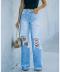 Jeans rasgados lavados de pernera ancha NSYF77518