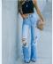 Wide-Leg Washed Ripped Jeans NSYF77518