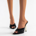Zapatillas de punta estrecha de tacón alto con pliegue electrochapado para mujer, ropa de nihaostyles al por mayor NSCA77524