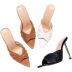 Zapatillas de punta estrecha de tacón alto con pliegue electrochapado para mujer, ropa de nihaostyles al por mayor NSCA77524