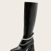 women s pearl chain patent leather thick high heel square head high boots nihaostyles clothing wholesale NSCA77529