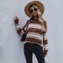 women s long-sleeved striped round neck knitted sweater nihaostyles clothing wholesale NSDMB77537