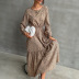 women s leopard print round neck elastic waist dress nihaostyles clothing wholesale NSDMB77601