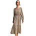 women s leopard print round neck elastic waist dress nihaostyles clothing wholesale NSDMB77601