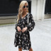 women s flower print v-neck long-sleeved lace loose dress nihaostyles clothing wholesale NSDMB77603
