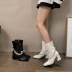 pearl chain thick high-heeled patent leather boots nihaostyles clothing wholesale NSCA77634