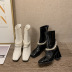 pearl chain thick high-heeled patent leather boots nihaostyles clothing wholesale NSCA77634