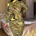 women s high-neck mid-length yellow striped slim long-sleeved dress nihaostyles clothing wholesale NSFLY77665