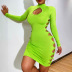 women s Tied Knot Hollow Long Sleeve Dress nihaostyles clothing wholesale NSFLY77677