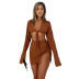 women s Lace-up long-sleeved top slit skirt suit nihaostyles clothing wholesale NSFLY77680