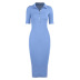 women s Half-open collar mid-sleeve mid-length dress nihaostyles clothing wholesale NSFLY77694