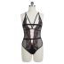 Net Yarn Lace Embroidered Flower Bandage One-Piece Lingerie NSFQQ77748