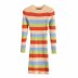 women s striped round neck long-sleeved tight-fitting knitted dress nihaostyles clothing wholesale NSAM77790