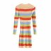 women s striped round neck long-sleeved tight-fitting knitted dress nihaostyles clothing wholesale NSAM77790