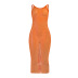 women s solid color Mesh halter hollow dress nihaostyles clothing wholesale NSXPF77837