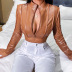 women s long-sleeved ultra-short zipper leather short jacket nihaostyles clothing wholesale NSXPF77838