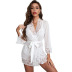 women s lace cardigan bra and pantie three-piece pajamas suit nihaostyles clothing wholesale NSMDS77922