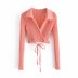Women s Pink Lace Knit Cardigan nihaostyles clothing wholesale NSAM77944