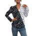 women s long-sleeved stone pattern V-neck stitching shirt nihaostyles clothing wholesale NSDMB77980