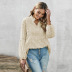 Solid Color V-Neck Long Sleeve Chiffon Pullover Blouse NSQSY78003