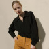 Solid Color V Neck Long Sleeve Sweater NSHML78104
