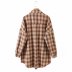 women s brown woolen check loose jacket nihaostyles clothing wholesale NSAM78143