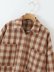 women s brown woolen check loose jacket nihaostyles clothing wholesale NSAM78143