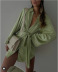 women s satin waist belt flared sleeve dress nihaostyles clothing wholesale NSAM78154