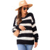 women s striped long-sleeved loose round neck sweater nihaostyles clothing wholesale NSQSY78173