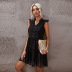 women s embroidered tulle fake two-piece loose sleeveless V-neck dress nihaostyles clothing wholesale NSQSY78177