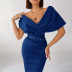 Solid Color Strapless High Waist Dress With Waist Belt NSSYV109655