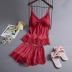 Solid Color Lace Satin 2 Piece Nightdress Set NSYCX109732