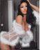 Net Gauze See-Through Trumpet Sleeve Lace Up Nightgown NSYCX109737