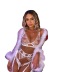 Net Gauze See-Through Trumpet Sleeve Lace Up Nightgown NSYCX109737