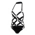 Metal Chain Hollow Patent Leather One-Piece Underwear NSYCX109748