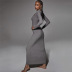 Solid Color Square Neck Long-Sleeved Sheath Dress NSDLS109776