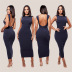 Solid Color One-Word Neck Open Back Sheath Dress NSDLS109777