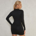 Hollow Solid Color Long-Sleeved Sheath Dress NSDLS109789