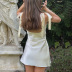 Imitation Silk Metal Buckle Backless Lace-Up Sling Dress NSXPF111460