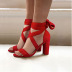 Faux Leather Thick High Heel Straps Sandals NSJJX111468